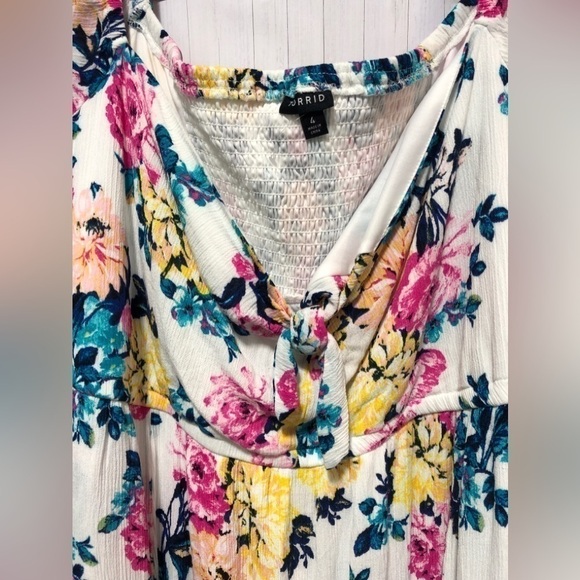 ⛱️Torrid Mini Gauze Puff Sleeve Floral Skater Dress - Picture 6 of 12